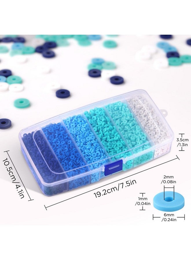 Funtopia 6000 Pcs Blue Clay Beads For Bracelets Making Heishi Beads Polymer Clay Beads Flat Round Disc Clay Beads For Jewelry Making (6Mm) - Image 4