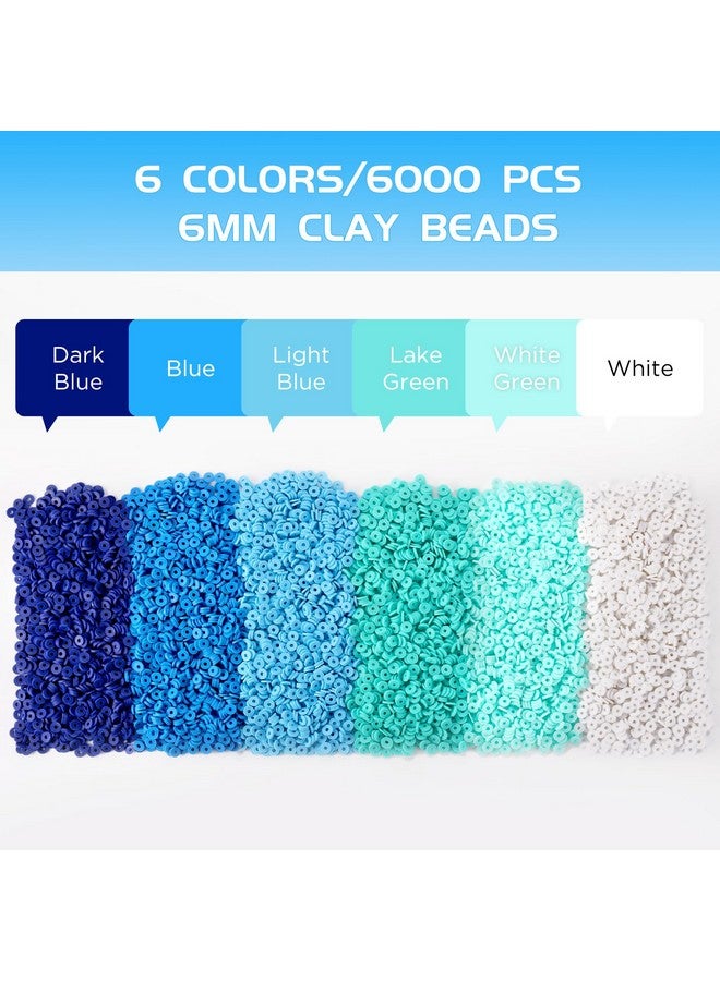 Funtopia 6000 Pcs Blue Clay Beads For Bracelets Making Heishi Beads Polymer Clay Beads Flat Round Disc Clay Beads For Jewelry Making (6Mm) - Image 2