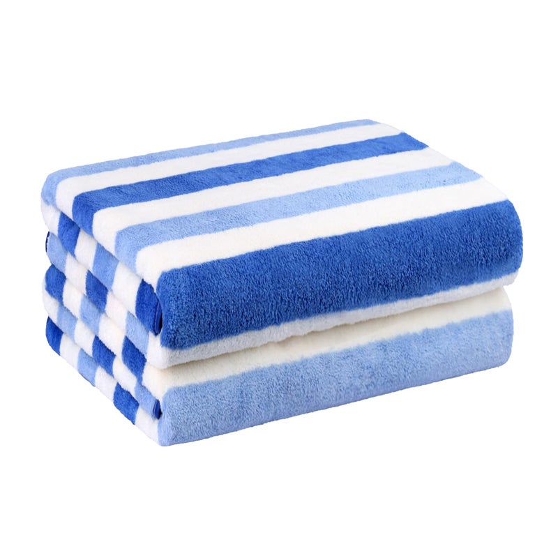 جي ام ال مناشف حمام الألياف الدقيقة JML من منشفة حمام 2 حزمة (30 "" × 60 "") ناعمة كبيرة الحجم فائقة الاستخدام والتجفيف السريع متعدد الأغراض لللياقة الرياضية لليوغا كابانا شريط الأزرق - Image 2