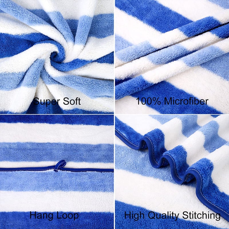 جي ام ال مناشف حمام الألياف الدقيقة JML من منشفة حمام 2 حزمة (30 "" × 60 "") ناعمة كبيرة الحجم فائقة الاستخدام والتجفيف السريع متعدد الأغراض لللياقة الرياضية لليوغا كابانا شريط الأزرق - Image 3