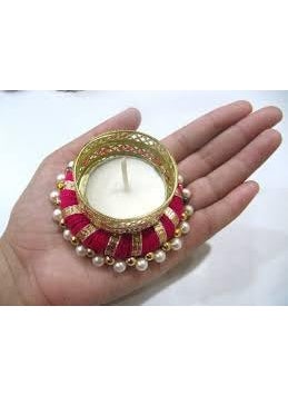 Lazybeee Lazybeee White Pearl Pink LotusThemed Diya Set with Red Rose Centerpiece Handcrafted Tealight Holders for Diwali Weddings and Festive Home Decor Perfect Diwali Gift Design 11  - Image 2