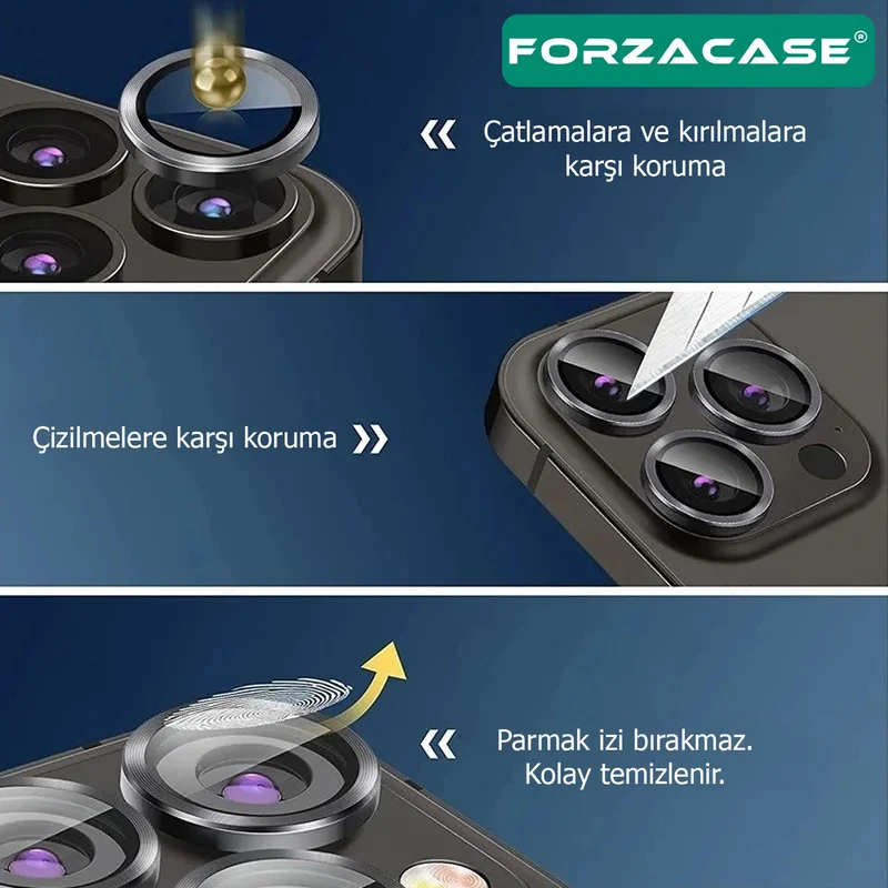 فورزاكاس Camera Glass Lens Protective Ring Set Compatible with iPhone 16 Pro Max - FC381