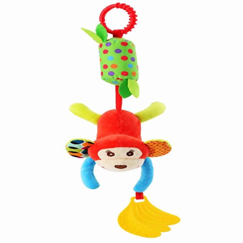 Plush Monkey Wind Chime Rattle Toy - Soothing Sound Teether for Parent Child Interaction with 0 Months Plus Babies - Image 1