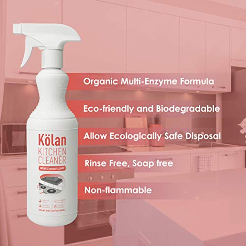 Kolan Kitchen Cleanser 700ml | Organic Multi-Enzyme Formula, Eco-Friendly Biodegradable | No Bleach, Chemical Free | Removes Fats, Oils, Grease, Grime & Watermark Stains - Image 5