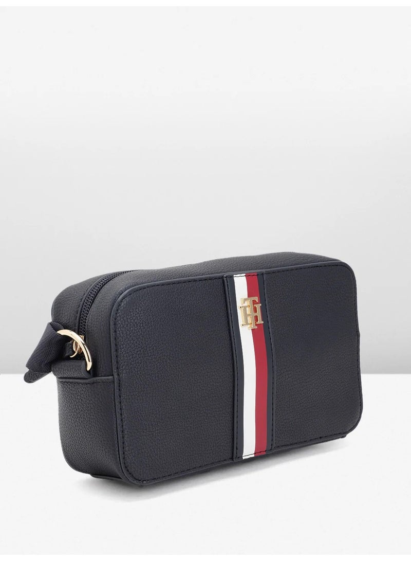 Hilfiger Denim Tommy Hilfiger Striped Structured Sling Bag – Black - Image 2