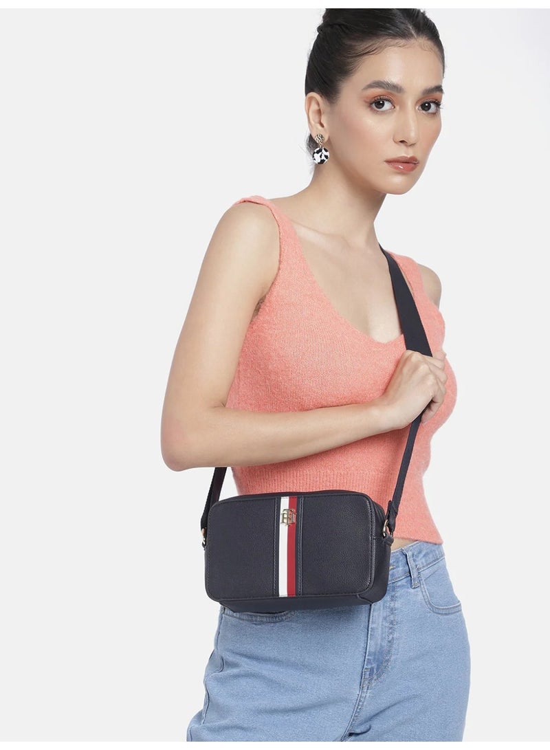 Hilfiger Denim Tommy Hilfiger Striped Structured Sling Bag – Black - Image 4