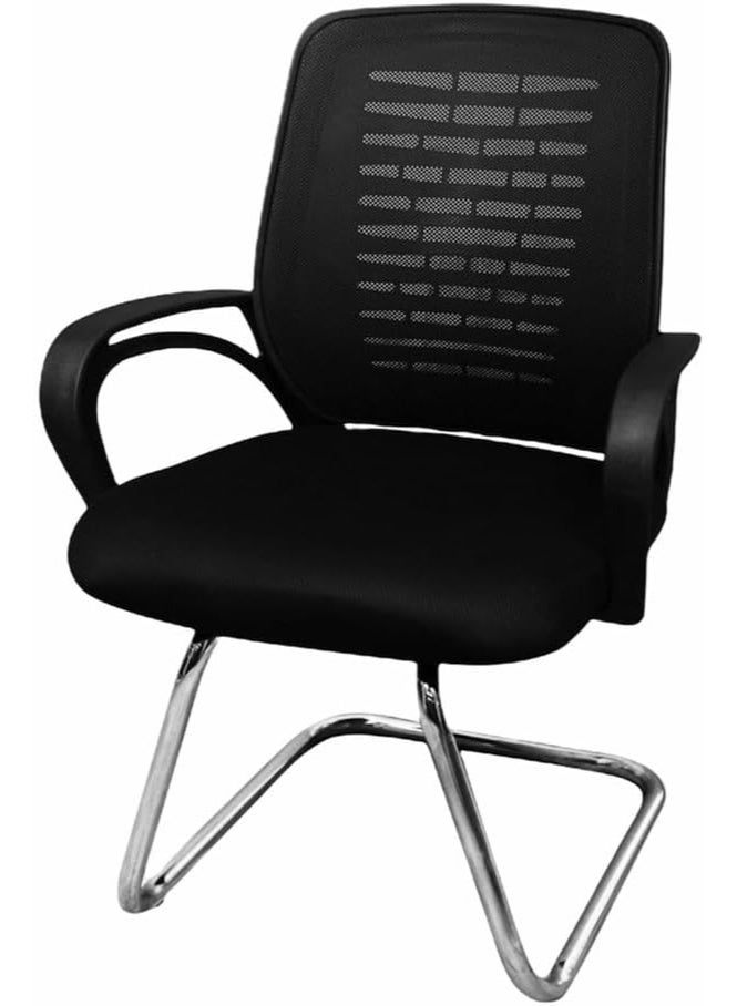 Medical Mesh Office Waiting Chair – Black Ergonomic Guest Chair with Breathable Backrest, Durable Metal Frame & Comfortable Seating for Clinics, Offices & Reception Areas - Image 1
