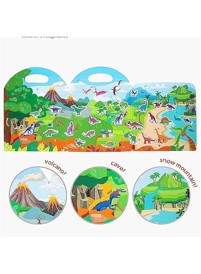 MIXDE Kids Montessori Busy Book,Portable Jelly Sticker Quiet Book for Toddlers,Preschool Learning Activities Travel Toys (Dinosaurs) - Image 2