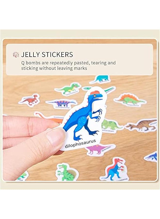 MIXDE Kids Montessori Busy Book,Portable Jelly Sticker Quiet Book for Toddlers,Preschool Learning Activities Travel Toys (Dinosaurs) - Image 3