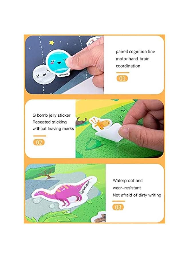 MIXDE Kids Montessori Busy Book,Portable Jelly Sticker Quiet Book for Toddlers,Preschool Learning Activities Travel Toys (Dinosaurs) - Image 4