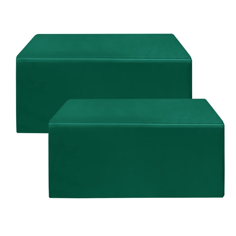 HolidayIdeas Fitted Green Table Covers 96 x 30 Inch 2 Pack Rectangle Tablecloths for 8 Foot Folding Tables Polyester Fabric Table Cloth for Craft Show Trade Show Graduation Party