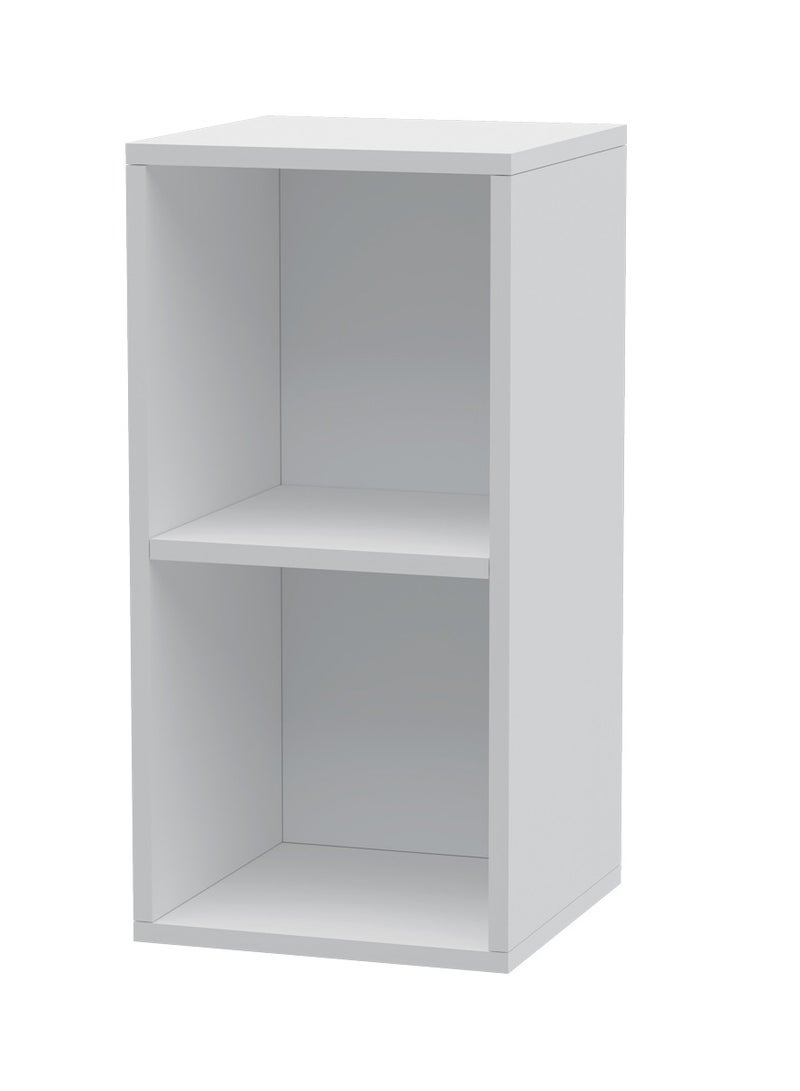 Mahmayi Mahmayi Wooden Storage Display Shelves 2-Tier Freestanding, Box Shelves, Top Shelf for Decoration Ideal for Storing and Displaying your possessions - White - Image 1