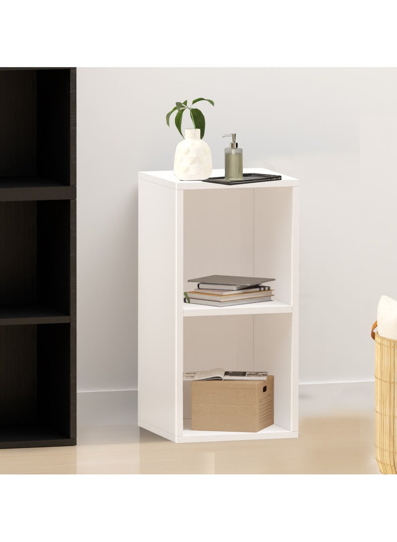 Mahmayi Mahmayi Wooden Storage Display Shelves 2-Tier Freestanding, Box Shelves, Top Shelf for Decoration Ideal for Storing and Displaying your possessions - White - Image 2