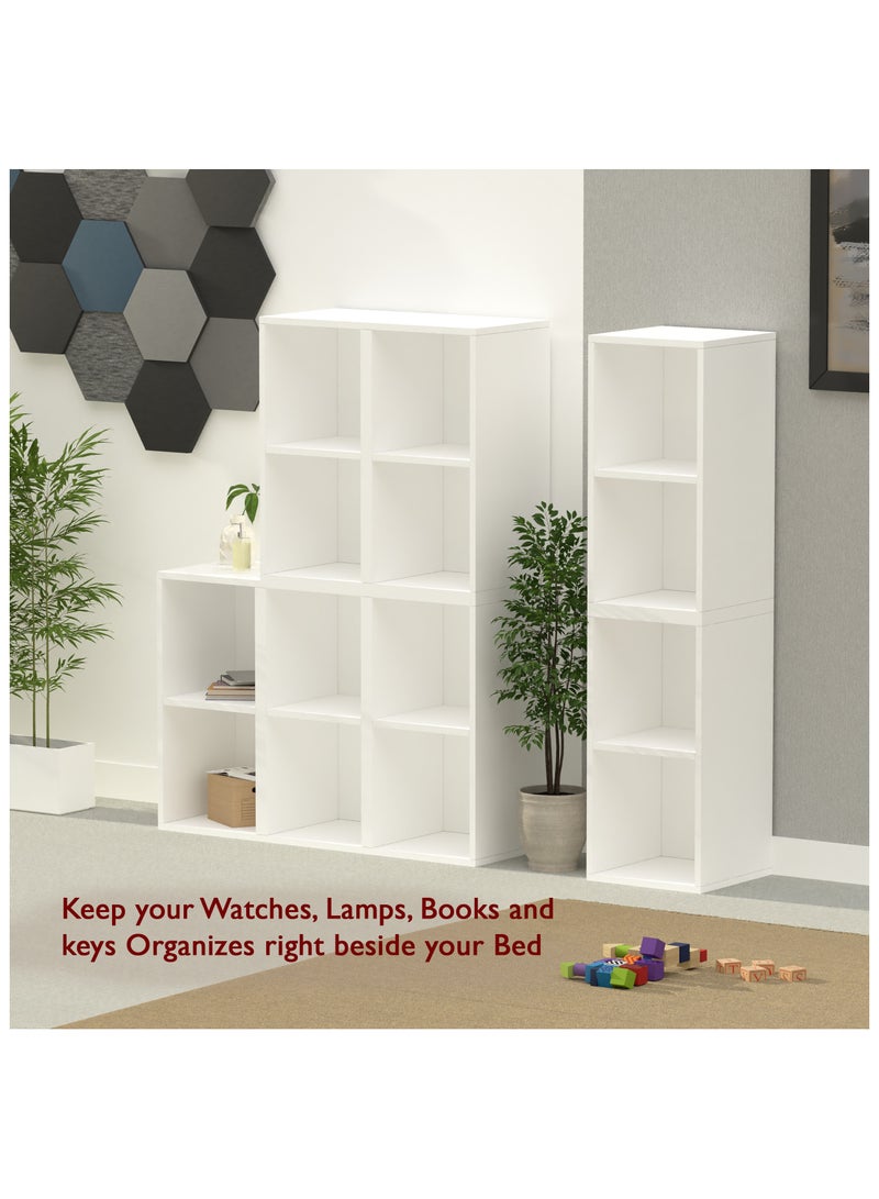 Mahmayi Mahmayi Wooden Storage Display Shelves 2-Tier Freestanding, Box Shelves, Top Shelf for Decoration Ideal for Storing and Displaying your possessions - White - Image 4