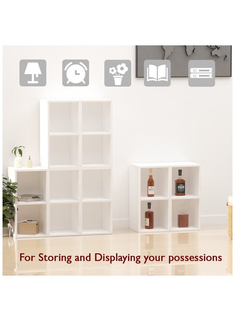 Mahmayi Mahmayi Wooden Storage Display Shelves 2-Tier Freestanding, Box Shelves, Top Shelf for Decoration Ideal for Storing and Displaying your possessions - White - Image 5
