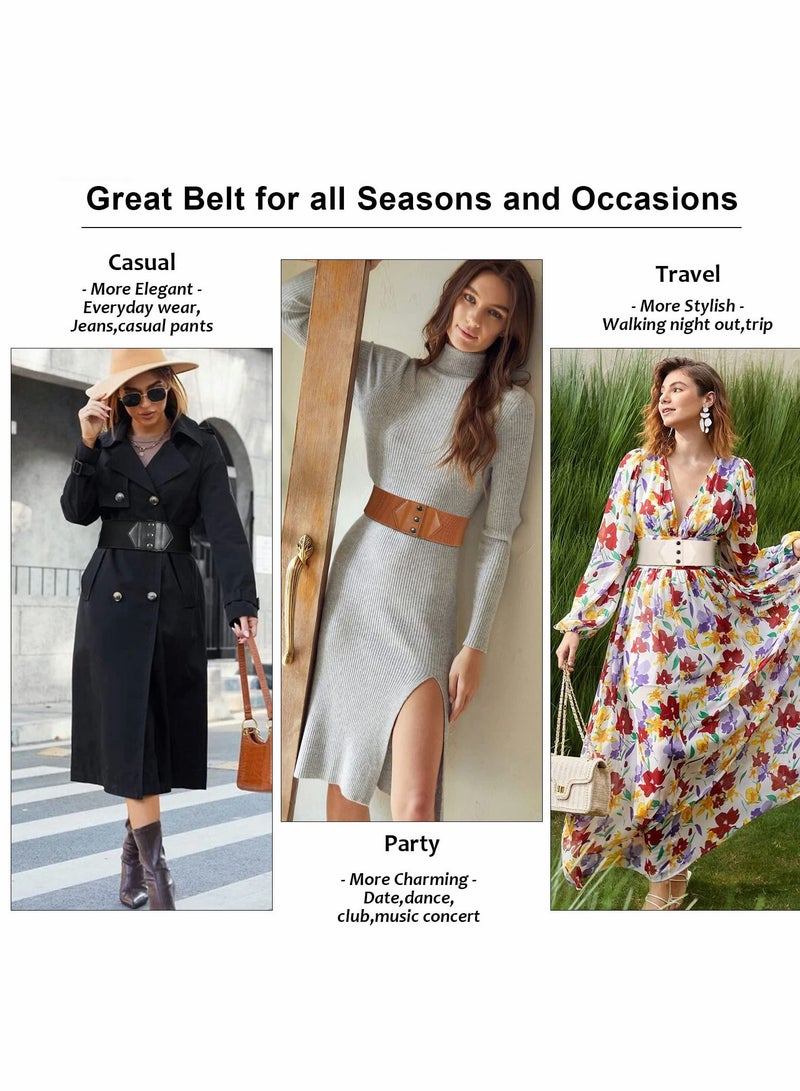 Excefore حزام نسائي عريض مرن بحزمة 3 للفساتين - Image 2