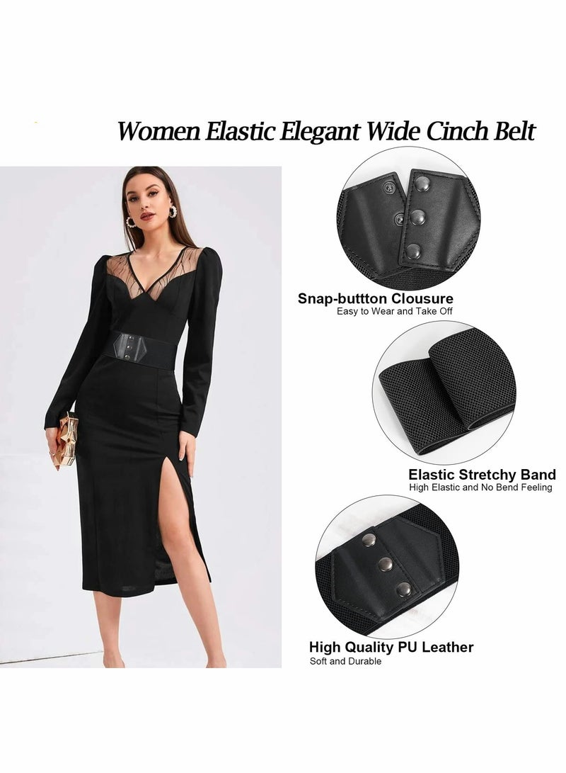 Excefore حزام نسائي عريض مرن بحزمة 3 للفساتين - Image 4