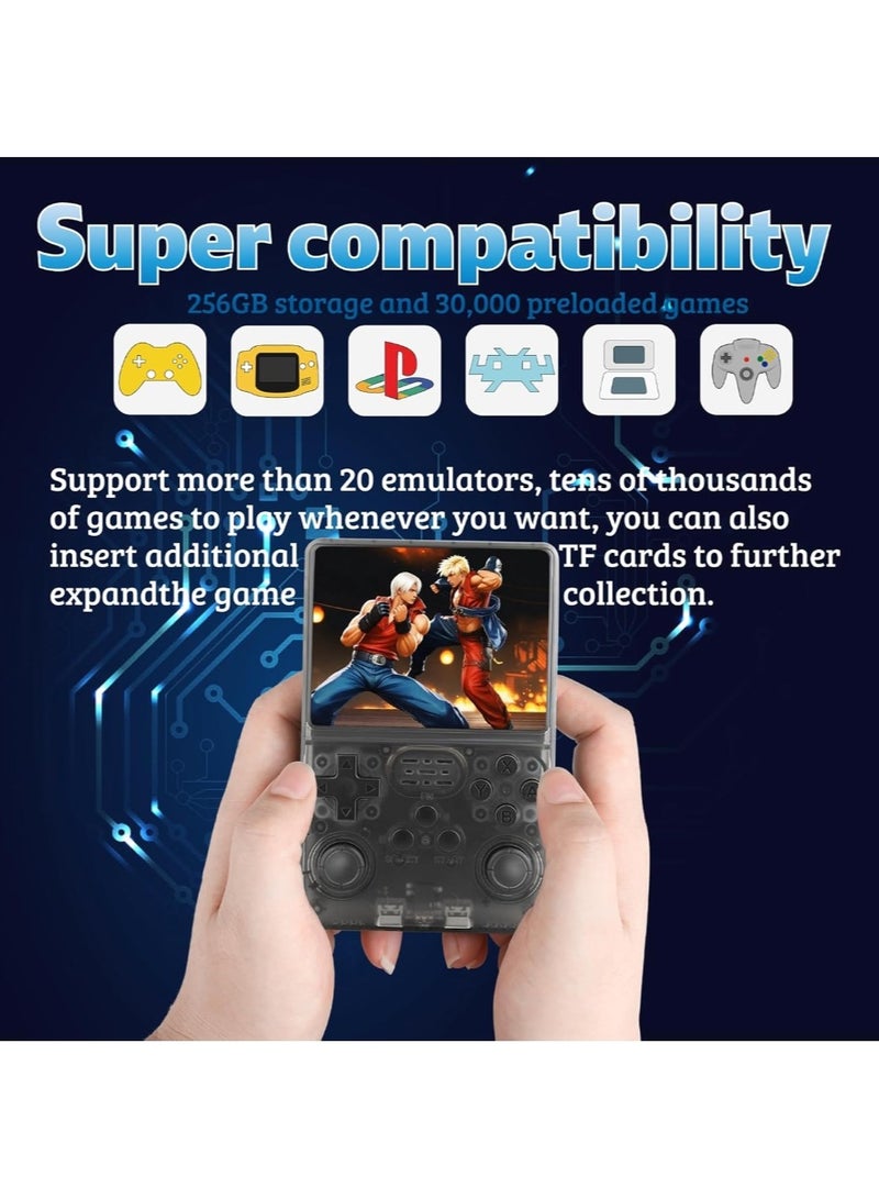Handheld Retro R40S Pro Game Console Linux System With 256G TF Card, 30000+ Games, Retro Video Game Console 3.5 Inch IPS Full-View HD Screen BLACK  - Image 3