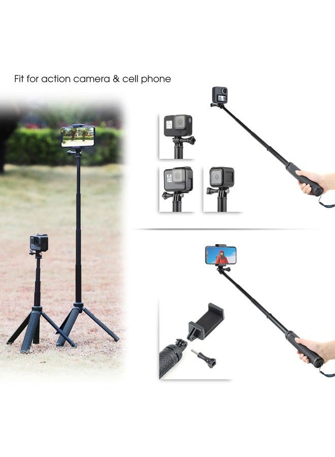 SOONSUN 3in1 Aluminum Waterproof Selfie Stick for GoPro Hero 13 12 11 10 9 8 7 6 5 4, Fusion, Max, Session, Insta360, AKASO, SJCAM, Osmo Action Camera - Extenbale Monopod Pole, Hand Grip, Tripod Stand - Image 5