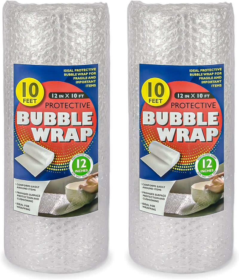 SteadMax 2 Pack Bubble Cushioning Wrap Rolls 12 x 20 Total 316 Bubbles Perforated Every 12 Packing Shipping Moving Supplies Pack of 2 - Image 1