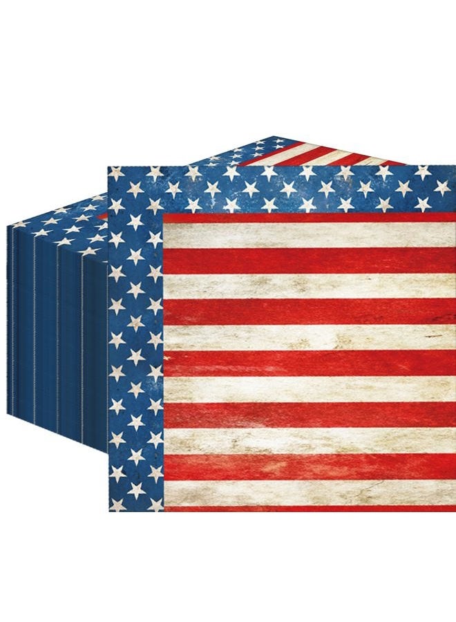 Merriva 50 Count American Flag Paper Napkins, Disposable Patriotic Party Cocktail Napkins for 4th of July, Memorial Day, Veterans Day, Independence Day BBQ, Military Homecoming, and Picnic Table Decorations - Image 1