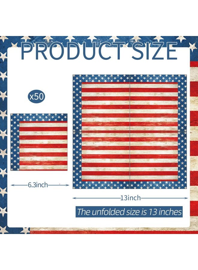 Merriva 50 Count American Flag Paper Napkins, Disposable Patriotic Party Cocktail Napkins for 4th of July, Memorial Day, Veterans Day, Independence Day BBQ, Military Homecoming, and Picnic Table Decorations - Image 2