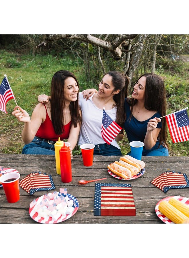 Merriva 50 Count American Flag Paper Napkins, Disposable Patriotic Party Cocktail Napkins for 4th of July, Memorial Day, Veterans Day, Independence Day BBQ, Military Homecoming, and Picnic Table Decorations - Image 3