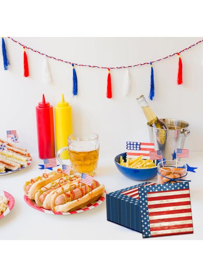 Merriva 50 Count American Flag Paper Napkins, Disposable Patriotic Party Cocktail Napkins for 4th of July, Memorial Day, Veterans Day, Independence Day BBQ, Military Homecoming, and Picnic Table Decorations - Image 4
