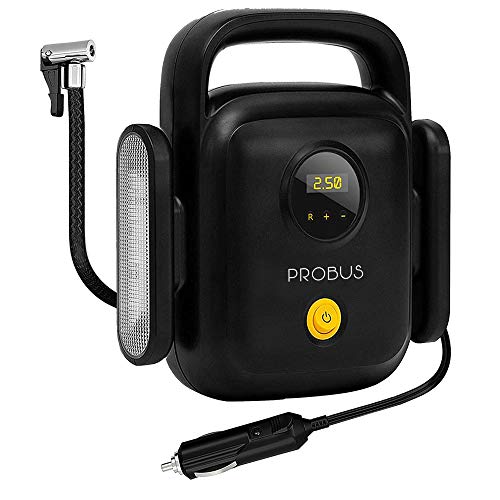 Probus Heavy Duty 150 Psi 4 Cylinders Compact Digital Tyre Inflator Smart Auto Off Air Compressor Pump for Car, Black - Image 1