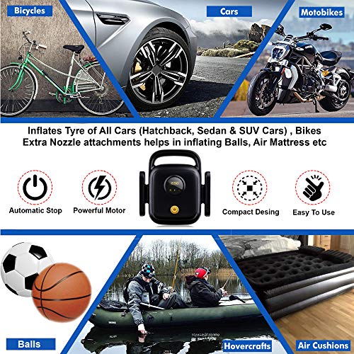 Probus Heavy Duty 150 Psi 4 Cylinders Compact Digital Tyre Inflator Smart Auto Off Air Compressor Pump for Car, Black - Image 4