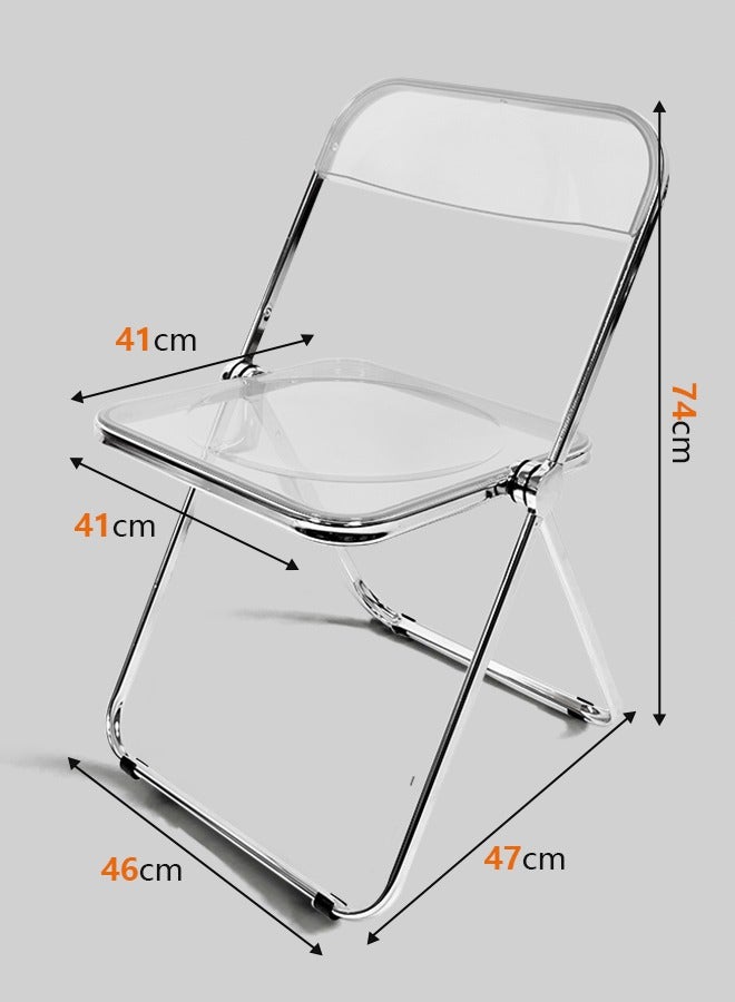 Generic Modern Acrylic Folding Chairs Transparent Folding Chairs  Acrylic Chair Stackable with Crystal Plastic Seat Metal Frame Accent Side Chair for Home , Office , Wedding , Party (Transparent)  - Image 3