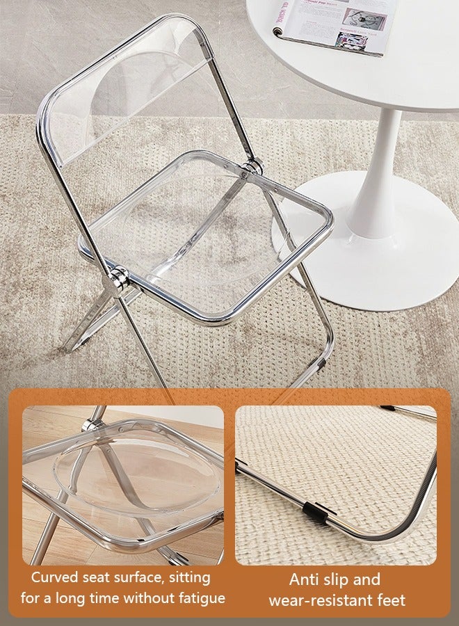 Generic Modern Acrylic Folding Chairs Transparent Folding Chairs  Acrylic Chair Stackable with Crystal Plastic Seat Metal Frame Accent Side Chair for Home , Office , Wedding , Party (Transparent)  - Image 4