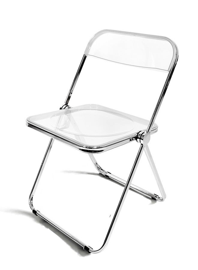 Generic Modern Acrylic Folding Chairs Transparent Folding Chairs  Acrylic Chair Stackable with Crystal Plastic Seat Metal Frame Accent Side Chair for Home , Office , Wedding , Party (Transparent)  - Image 5