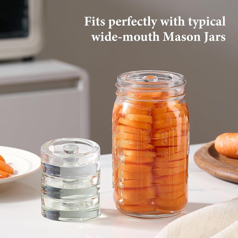 Mfacoy 4-Pack of Fermentation Glass Weights with Easy Grip Handle for Great Wide Mouth Canning Mason Jars, Pickling Sourkrout Kraut Glass Weight Fermentation Kit with Easy Grip Handle, Dishwasher Safe - Image 2