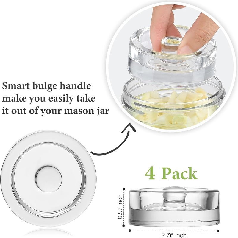 Mfacoy 4-Pack of Fermentation Glass Weights with Easy Grip Handle for Great Wide Mouth Canning Mason Jars, Pickling Sourkrout Kraut Glass Weight Fermentation Kit with Easy Grip Handle, Dishwasher Safe - Image 3