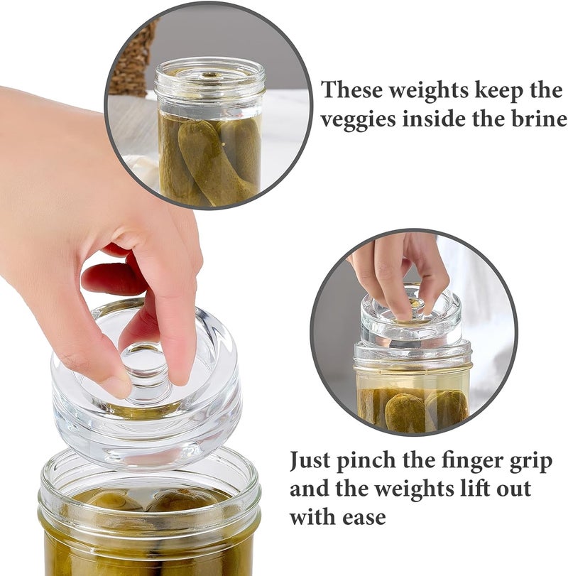 Mfacoy 4-Pack of Fermentation Glass Weights with Easy Grip Handle for Great Wide Mouth Canning Mason Jars, Pickling Sourkrout Kraut Glass Weight Fermentation Kit with Easy Grip Handle, Dishwasher Safe - Image 4
