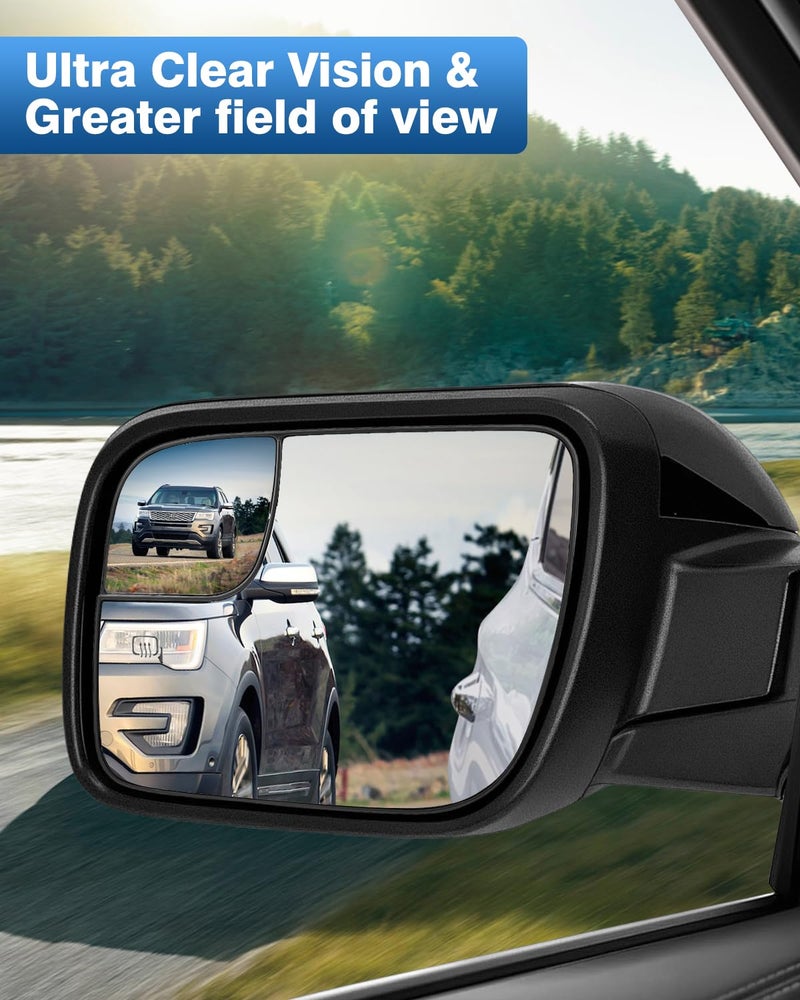 TOP-MAX Driver Side Mirror Glass Replacement for Ford Explorer 2011 2012 2013 2014 2015 2016 2017 2018 2019, Heated Exterior Left Chrome Convex Mirror with Backing Plate, BB5Z17K707M - Image 2