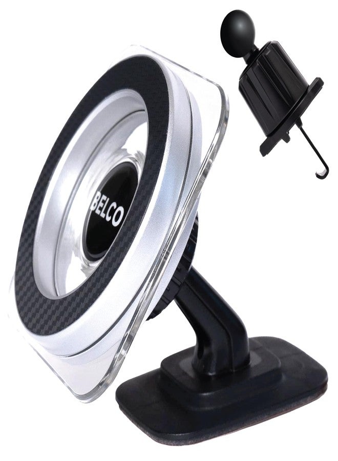 Belco Magnetic Phone Holder for Car - Adhesive Car Phone Mount with 360-degree Rotation for Dashboard and Air Vent - Compatible with iPhone and Android - Image 1