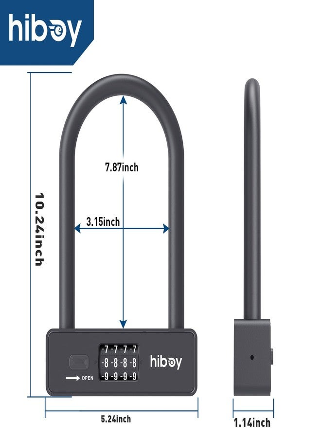 Hiboy Bike Combination U-Lock, Anti-Theft Security Bicycle Lock with Mounting Bracket, 10mm Steel Shackle U-Lock for Scooters & Bikes - Image 2