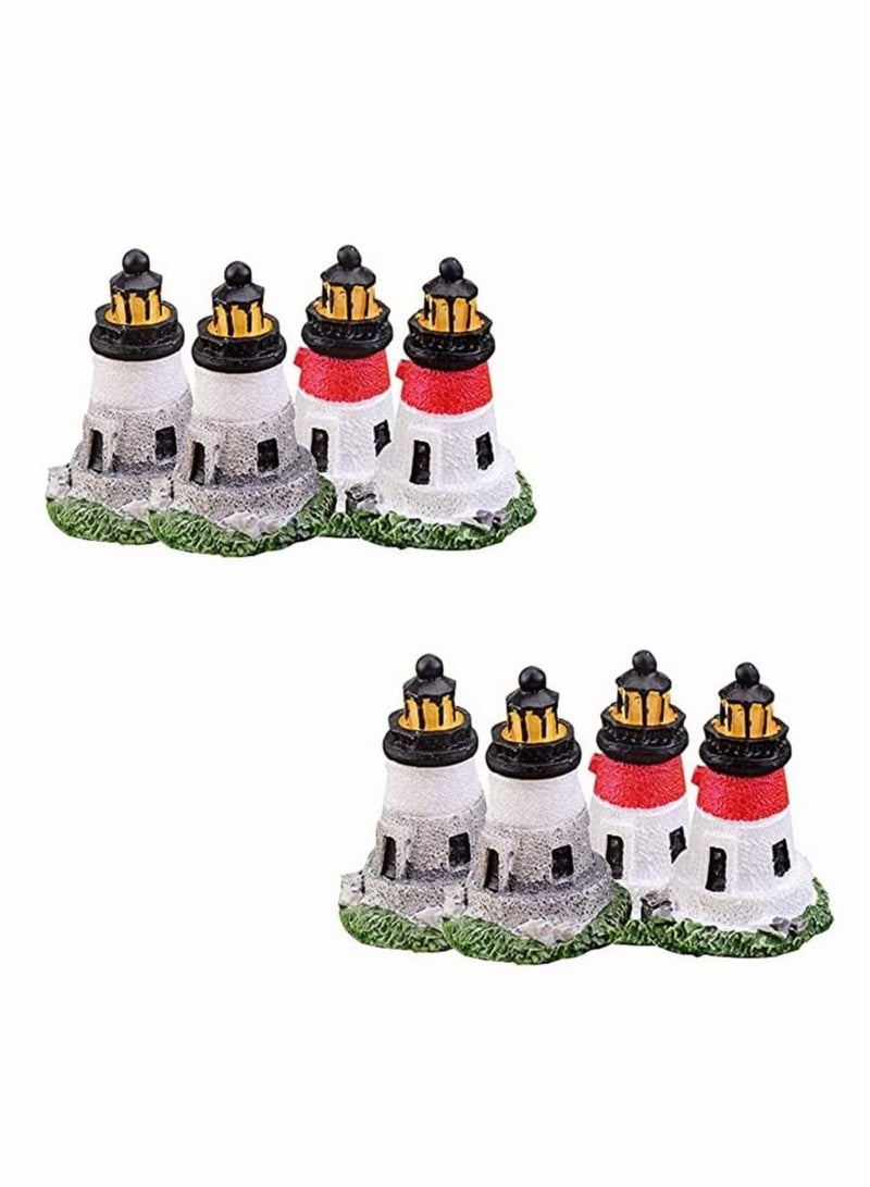 كابتن تيك ديكور منارة بحرية صغيرة من الراتينج ، نموذج منارة صغيرة من SYOSI 6 قطع ، أغطية كعك ، زينة طاولة ساحلية للشاطئ ، هدايا بحرية لتزيين حديقة الفناء ، لون عشوائي - Image 1