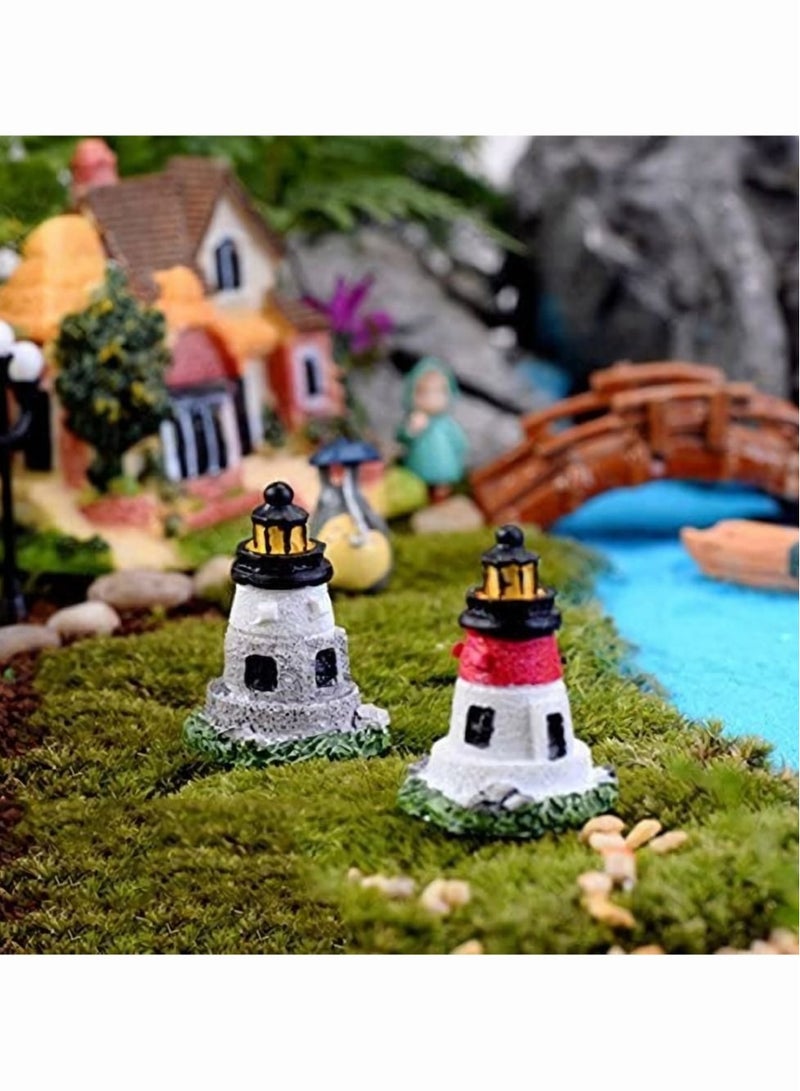 كابتن تيك ديكور منارة بحرية صغيرة من الراتينج ، نموذج منارة صغيرة من SYOSI 6 قطع ، أغطية كعك ، زينة طاولة ساحلية للشاطئ ، هدايا بحرية لتزيين حديقة الفناء ، لون عشوائي - Image 2