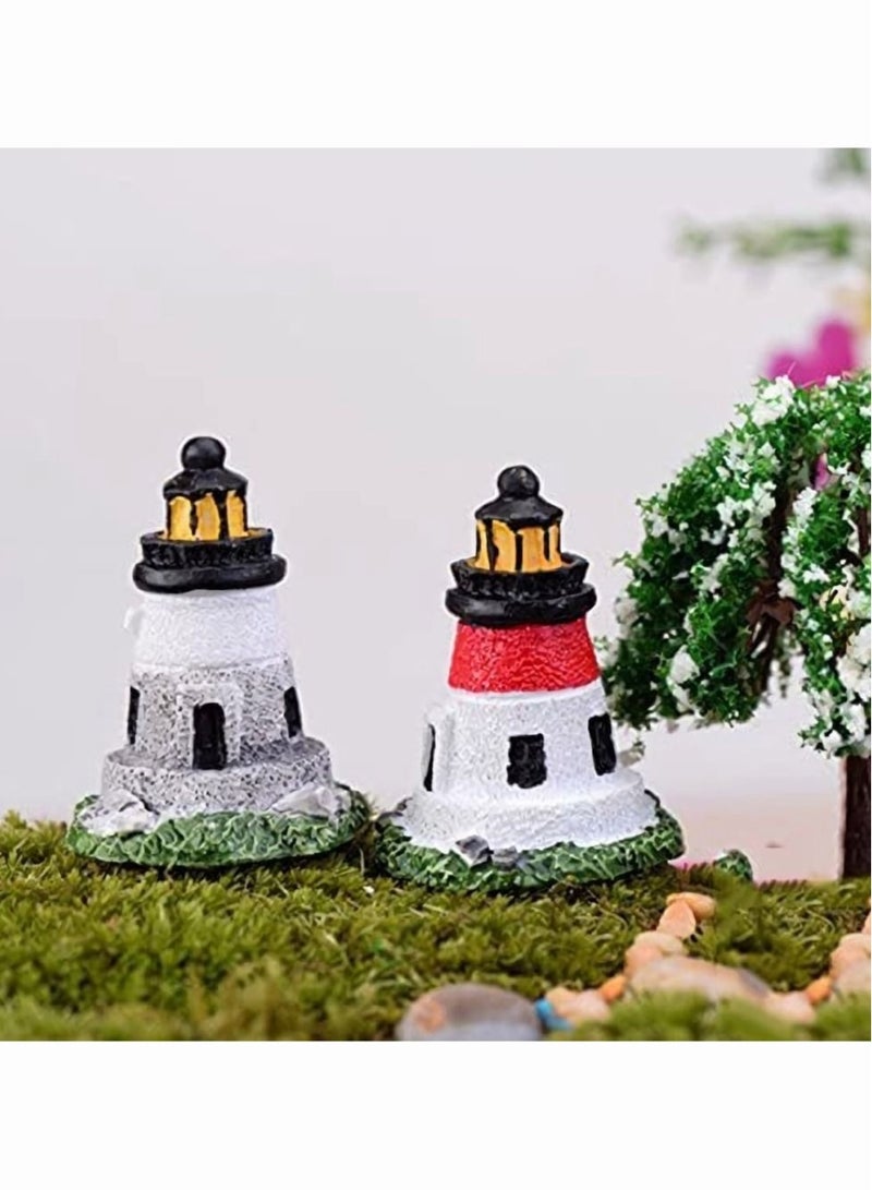 كابتن تيك ديكور منارة بحرية صغيرة من الراتينج ، نموذج منارة صغيرة من SYOSI 6 قطع ، أغطية كعك ، زينة طاولة ساحلية للشاطئ ، هدايا بحرية لتزيين حديقة الفناء ، لون عشوائي - Image 3