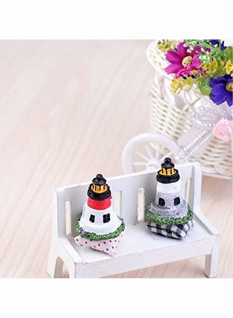 كابتن تيك ديكور منارة بحرية صغيرة من الراتينج ، نموذج منارة صغيرة من SYOSI 6 قطع ، أغطية كعك ، زينة طاولة ساحلية للشاطئ ، هدايا بحرية لتزيين حديقة الفناء ، لون عشوائي - Image 4