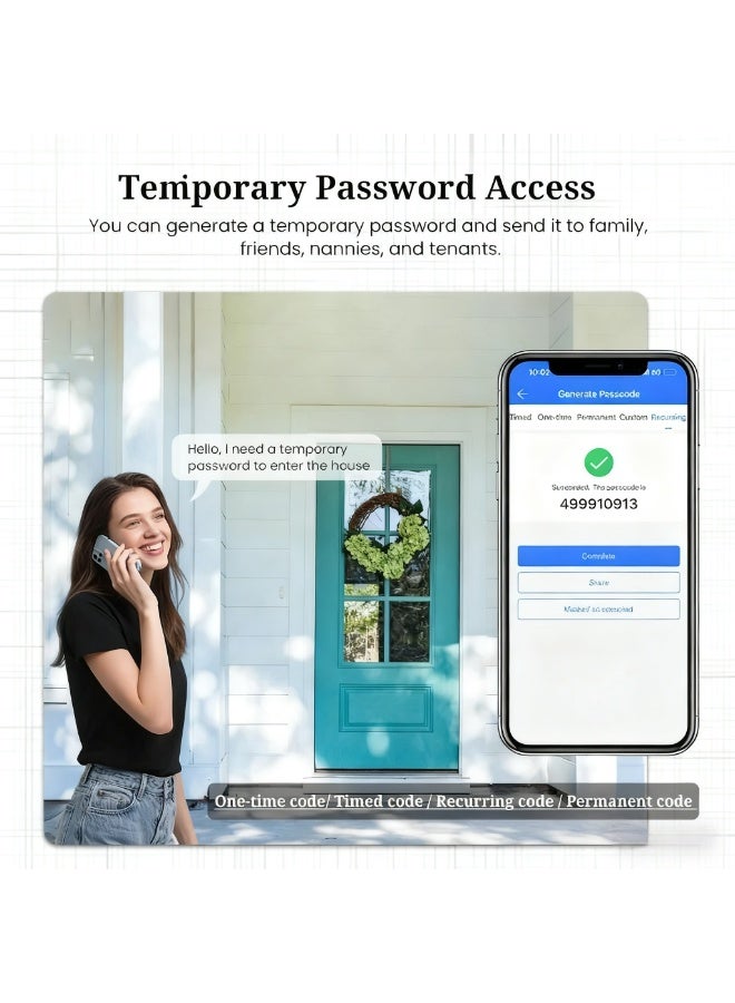 رازوفيوس قفل باب ذكي، مقاوم للماء بمستوى IP65، تحكم عن طريق تطبيق TT Lock عبر البلوتوث، مشاركة عن بُعد للمنزل والمكتب - Image 4