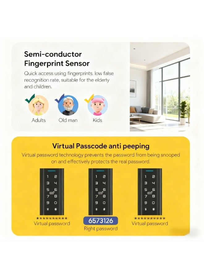 رازوفيوس قفل باب ذكي، مقاوم للماء بمستوى IP65، تحكم عن طريق تطبيق TT Lock عبر البلوتوث، مشاركة عن بُعد للمنزل والمكتب - Image 5