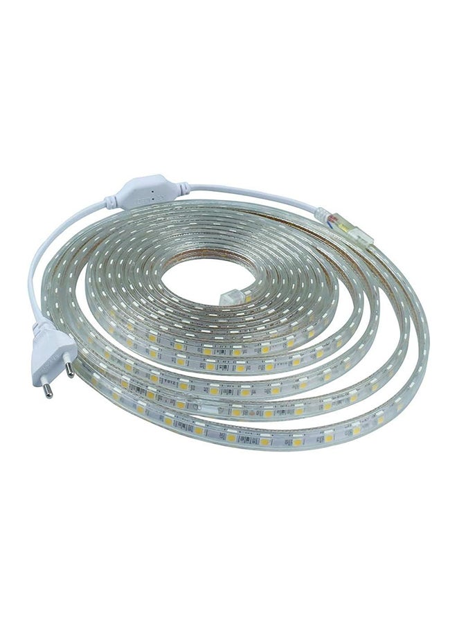 Generic شريط إضاءة LED بطول 5 أمتار 5050 220 فولت مع 300 مصباح LED مقاوم للماء باللون الأصفر الدافئ 