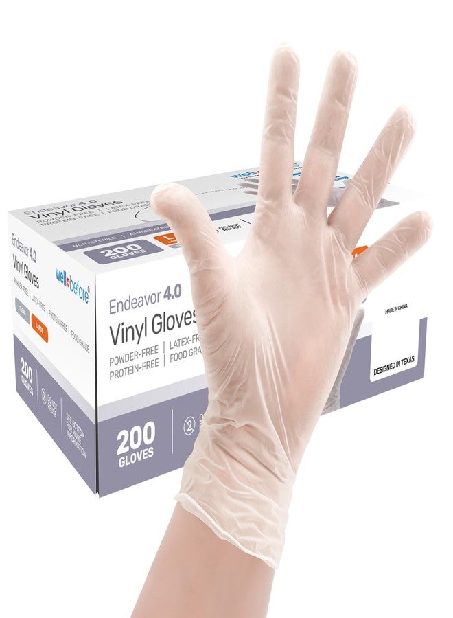 Well Before Disposable Synmax 4g Food Grade Vinyl Gloves, Clear, Medium, 200 Count – Latex-Free, Powder-Free Disposable Gloves for Healthcare & Food Handling - Image 1