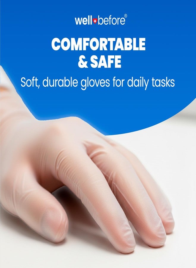 Well Before Disposable Synmax 4g Food Grade Vinyl Gloves, Clear, Medium, 200 Count – Latex-Free, Powder-Free Disposable Gloves for Healthcare & Food Handling - Image 2