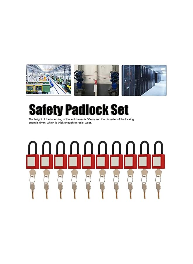 PROMASS 10 Pcs Lockout Tagout Lock Set, Red Safe Padlocks Keyed Differently, 2 Keys Per Lock, Nylon Beam Insulate Locks for Lock Out Tag Out Stations and Devices - Image 3