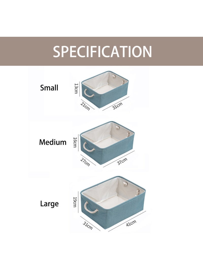 GOLDEN MILLION 2 PCS Storage Baskets for Shelves Flax Fabric Bins with Rope Handles Foldable Cube Rectangle Closet Organizer - Image 4